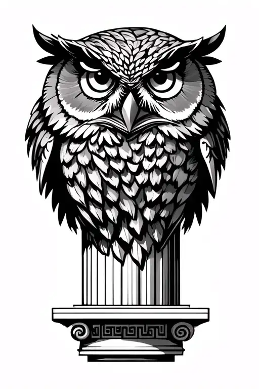 Greek Column With Owl