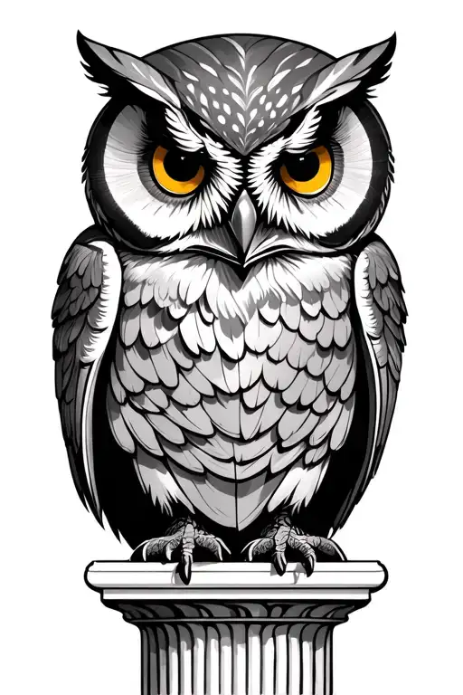 Greek Column With Small Owl