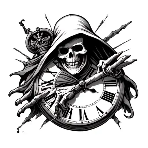 Grim Reaper With A Clock