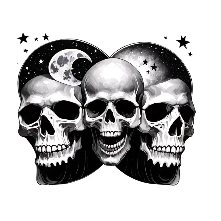 Skull Stars Moon