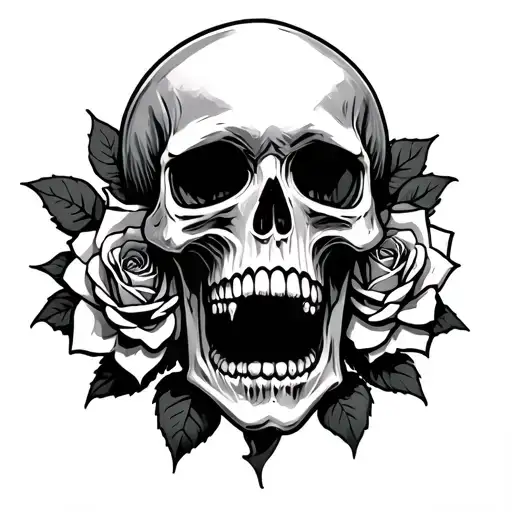 Crying Skull With Rose
