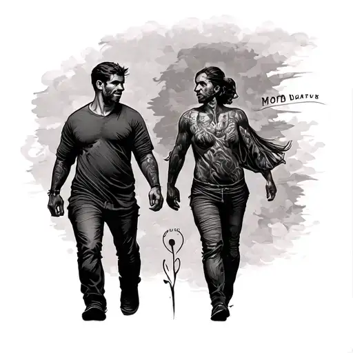 Forearm Tattoo Design Mom Dad Walking