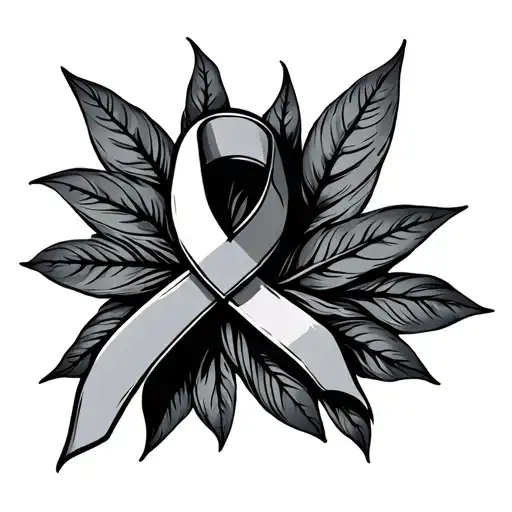 Cancer Ribbon Leaves