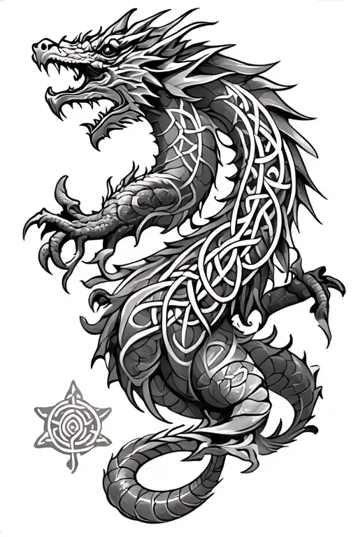 Celtic Dragon With Celtic Symbols Full Sleeve