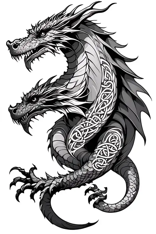 Celtic Dragon With Celtic Symbols Full Sleeve