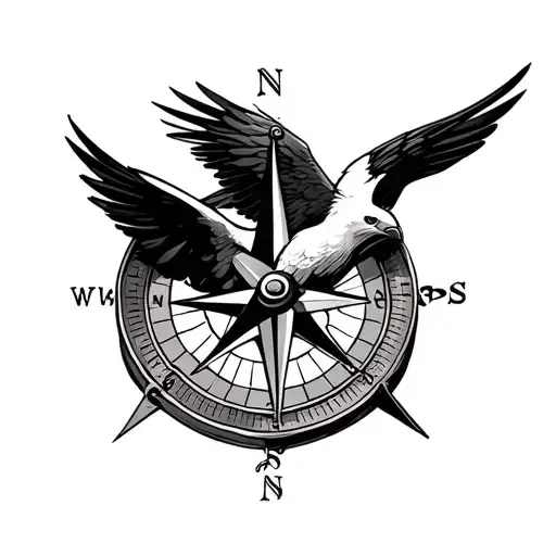 Compass With A Freedom Bird Sitting On It