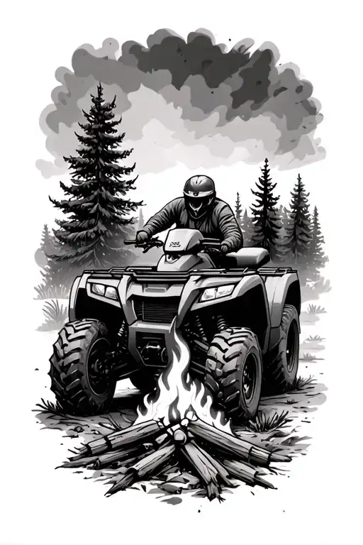 Atv And Campfire Scene
