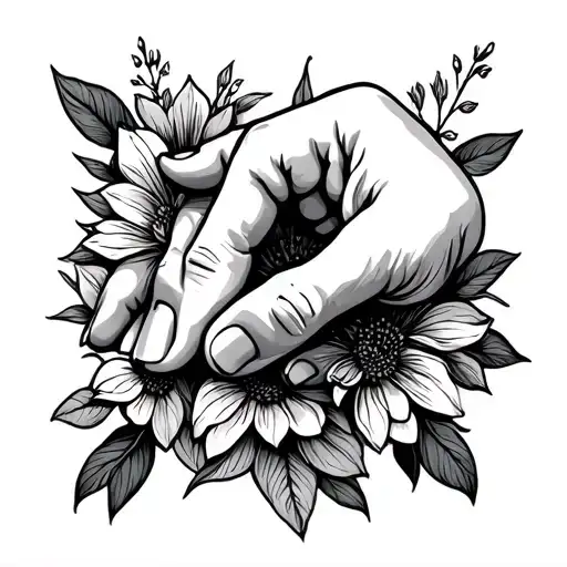 Single Line Baby Foot In Parent Hand