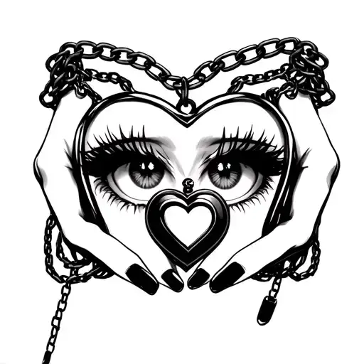 Anime Eyes Hands Iv Heart Shaped Locket Anklet With Chain Links