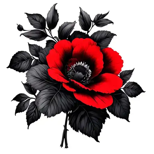 Red Black Flowers Sleeve