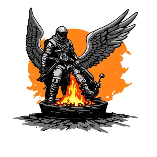 Simpleatv With A Rider With Angel Wing And A Fire Pit