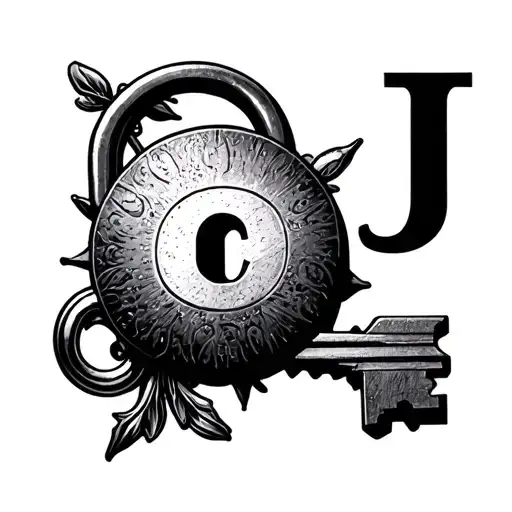 Lock And Key With The Letters C And J