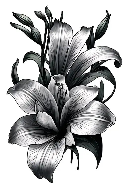 Lily Flower With Extra Lines Going