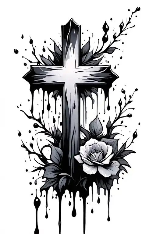 Dainty Cross With Flowing Blood