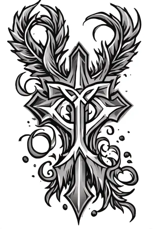 Nordic Rune For Eternal Love Mixed With Christian Cross