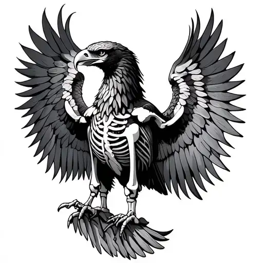 Eagle Half Skeleton Wings Spread
