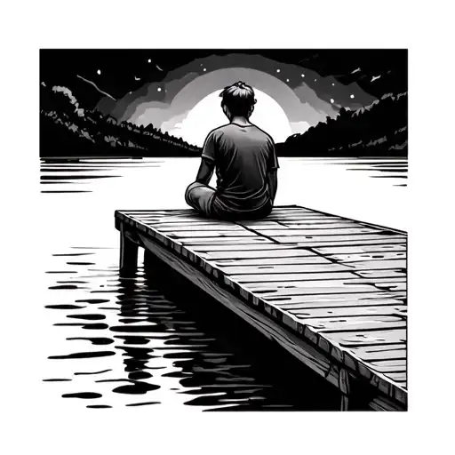 Person Sitting On A Dock Looking Over Water