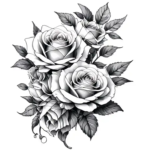 Mother And Roses Blooming