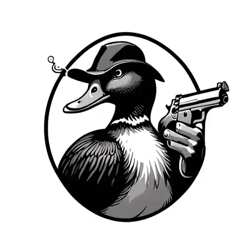 Duck Holding A Gun Smoking A Cigar