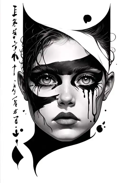 A Mid Face With A Crying Eye