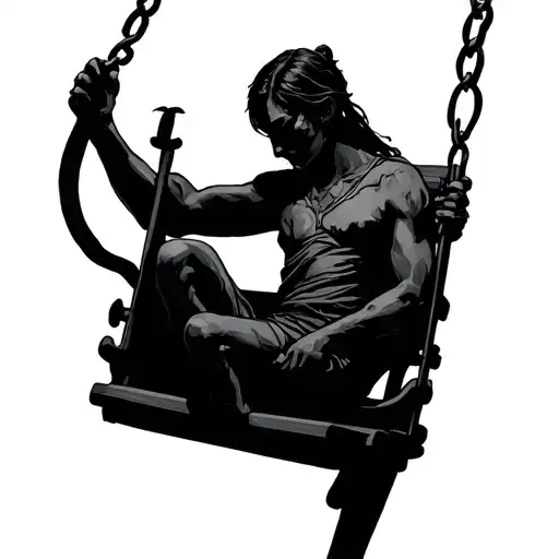 Dark Figure On A Swing