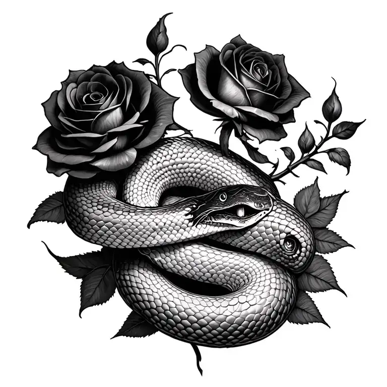Spine Tattoo Cool Emo Goth Dark With Roses Snake Wrapped