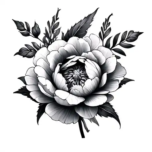 Tattoo Sketch Flowers Peonies With Thin Sheets