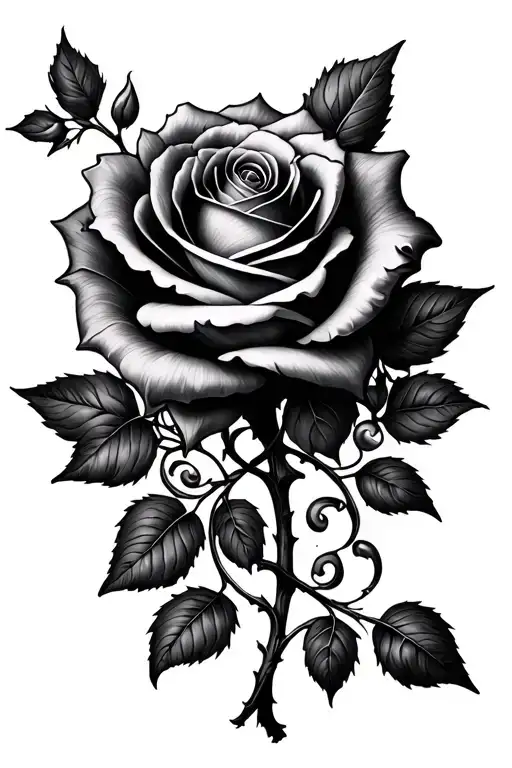 Rose And Vines Intertwining