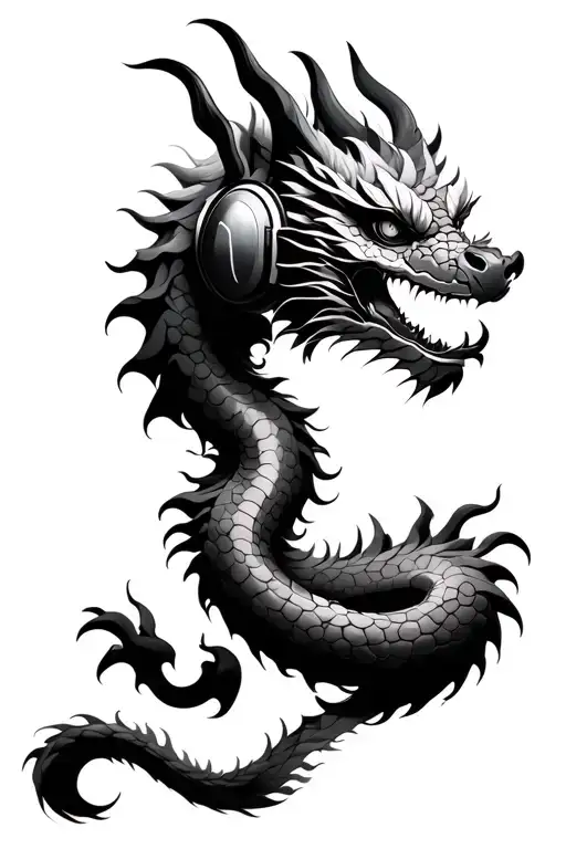 Japanese Dragon With Headset On