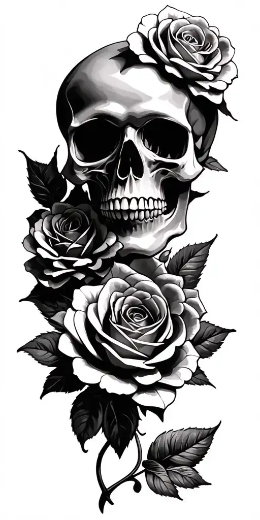 Skull And Roses Beautifully Intricate Design