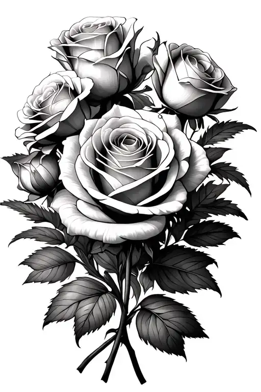 A Bouquet Of Roses And Alstroemerias