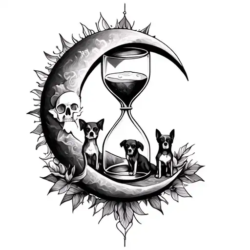Memento Mori Hourglass With Sun Moon And Dog Memorial