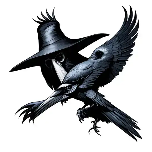 Plague Doctor With Raven On Shoulder