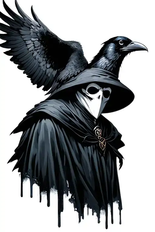 Plague Doctor With Raven On Shoulder