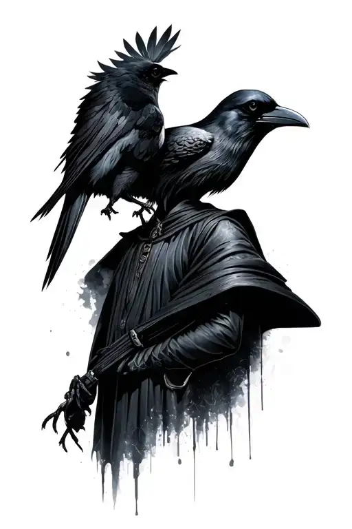 Plague Doctor With Raven On Shoulder