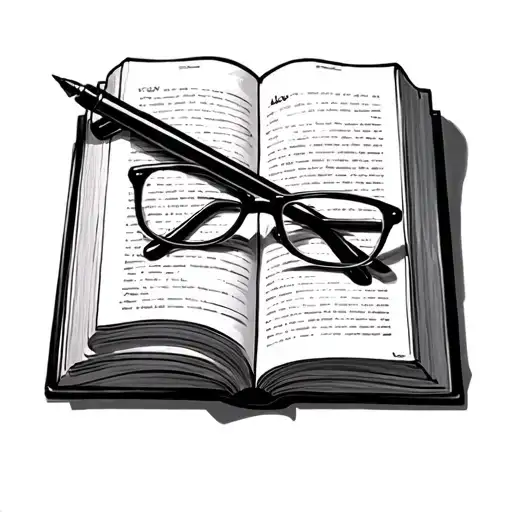 An Open Book With A Pen And Glasses On Top