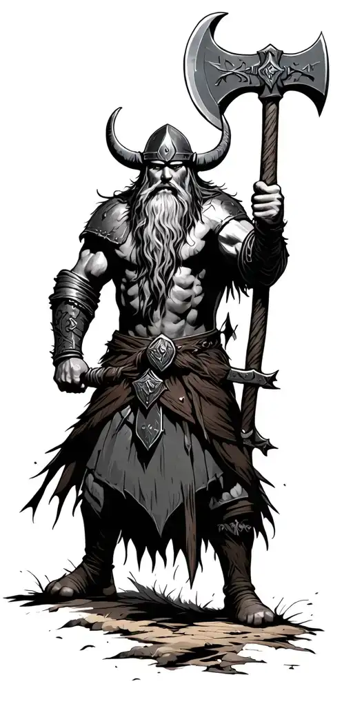Viking Warrior Battling With Axe