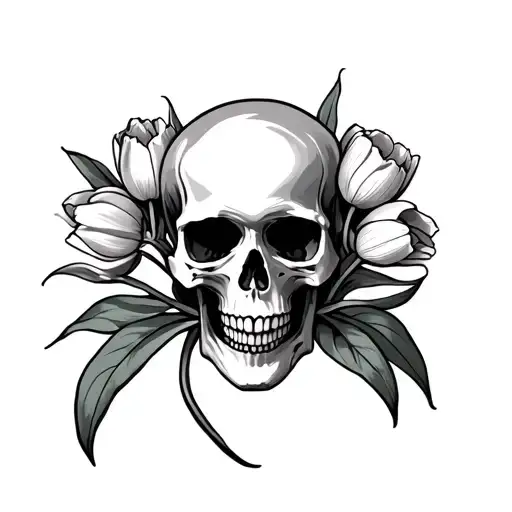 Skull And Tulips