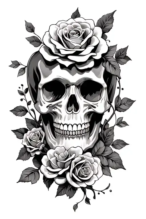Skull And Rose Vine Wrapping