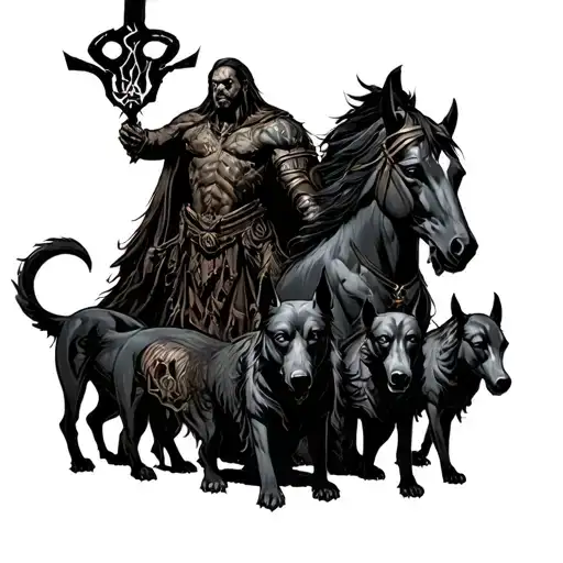 All 4 Horsemen Apocalypse With Hellhounds