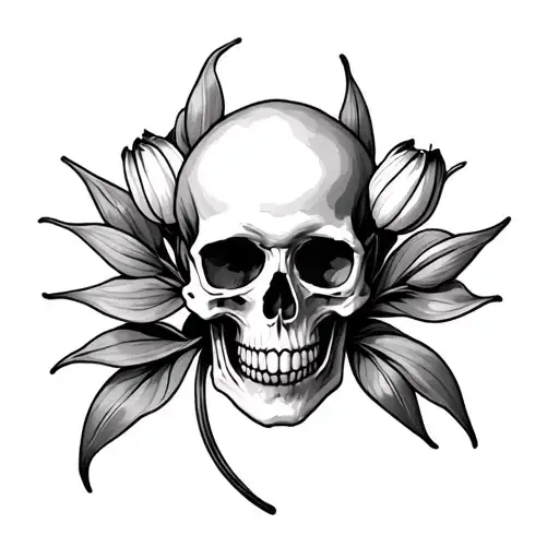 Skull And Tulips