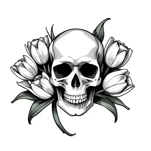 Skull And Tulips