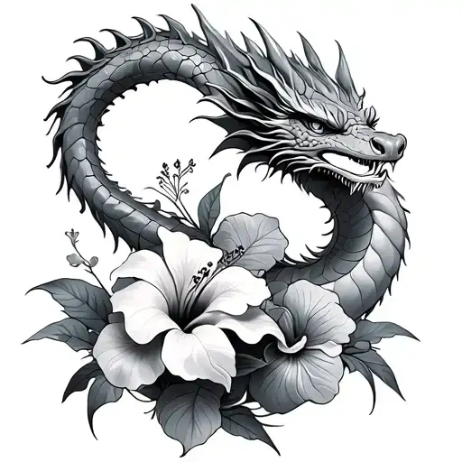 Dragon And Hibisus