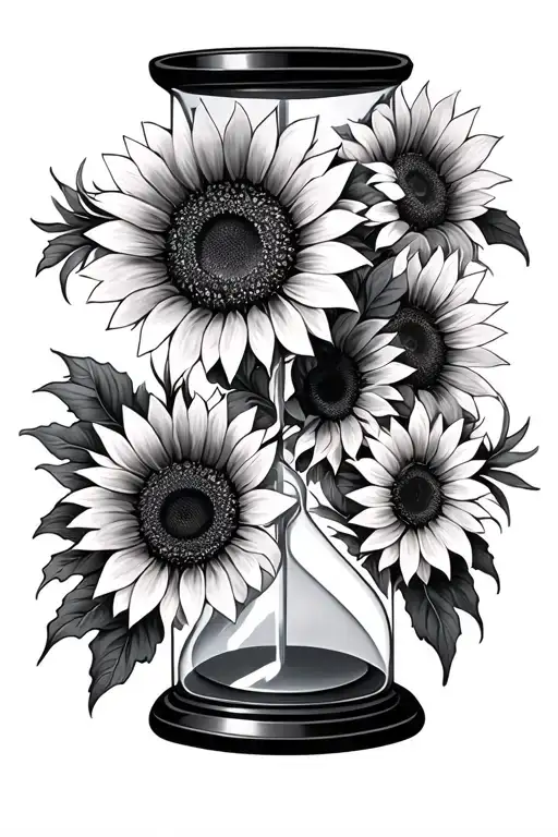 Hourglass And Sunflowers