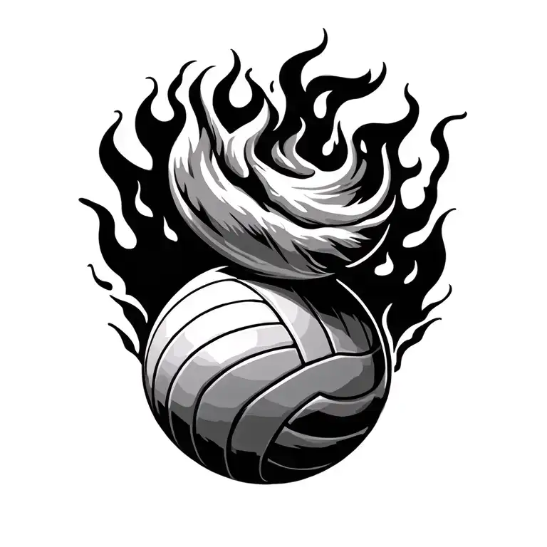 Flying Burning Volleyball