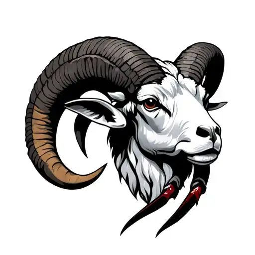 Aries Ram Head With Cancer Crab Claws For Horns