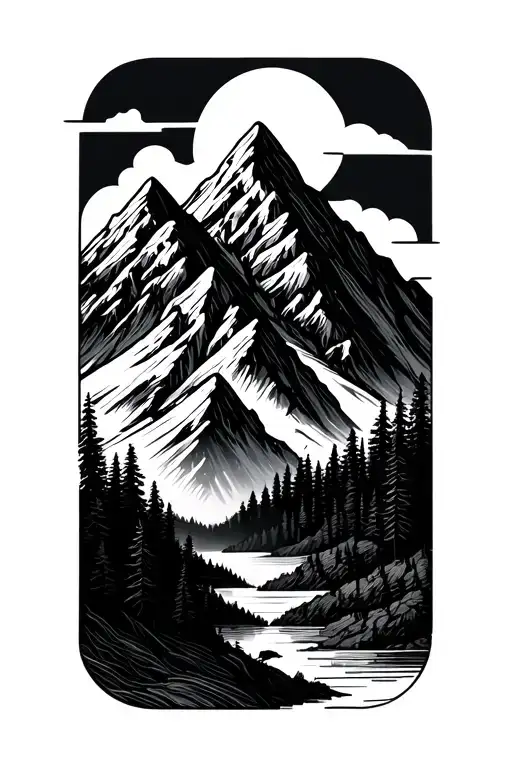 Mountain Minimal Line Art