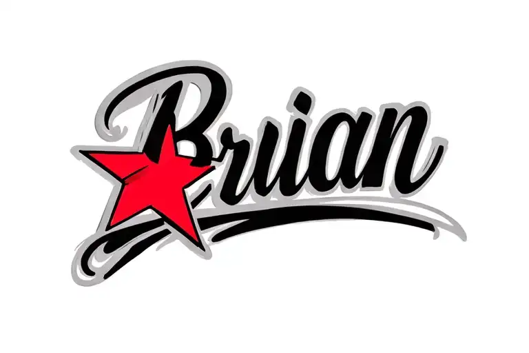 Name Brian In Cursive Font With A Red Star
