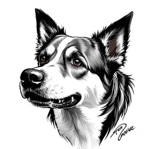 Cattle Dog Face With Writing Wlison