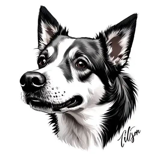 Cattle Dog Face With Writing Wlison